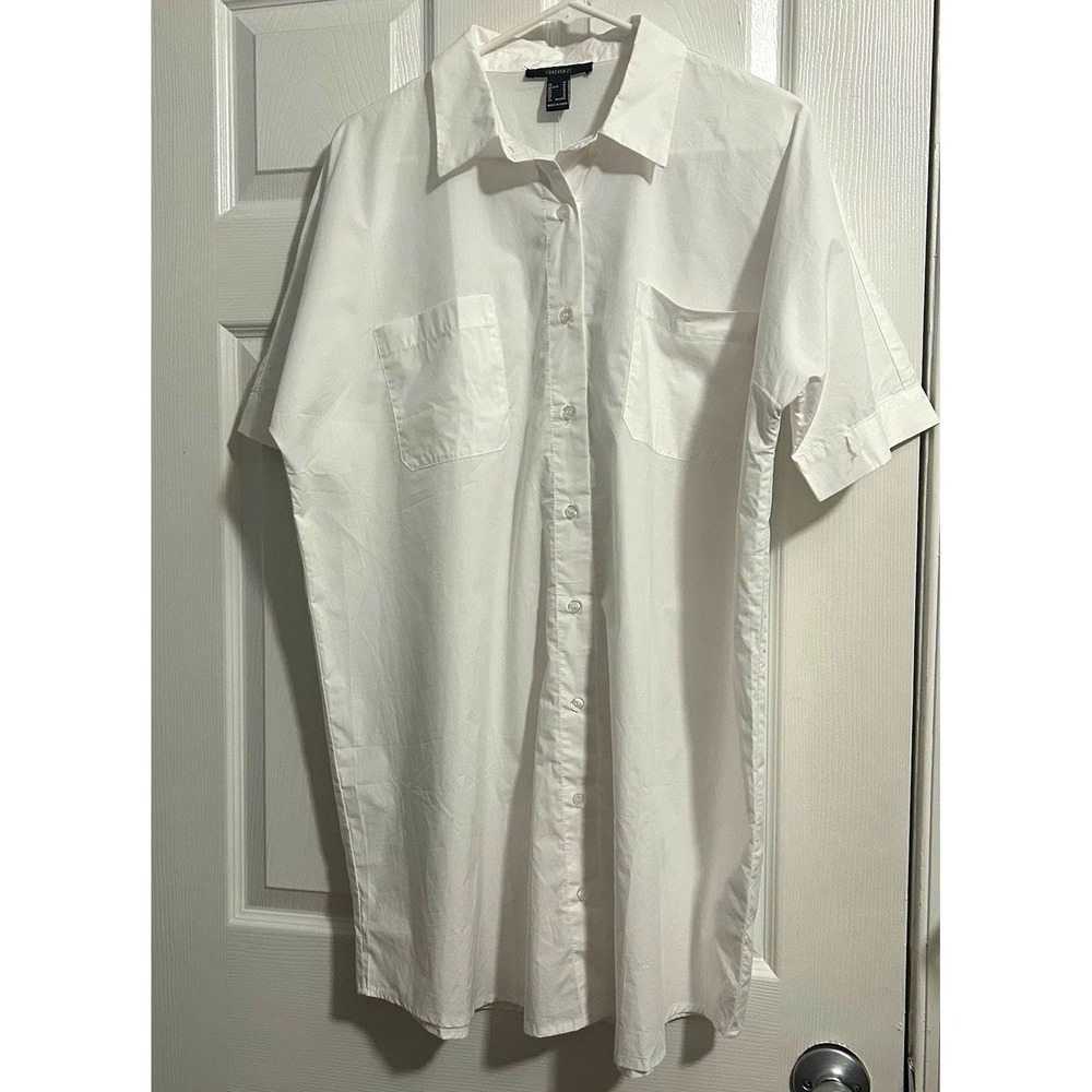 Forever 21 Oversized Short Sleeve Button-Down Shirt Dress - Size M (NWT)